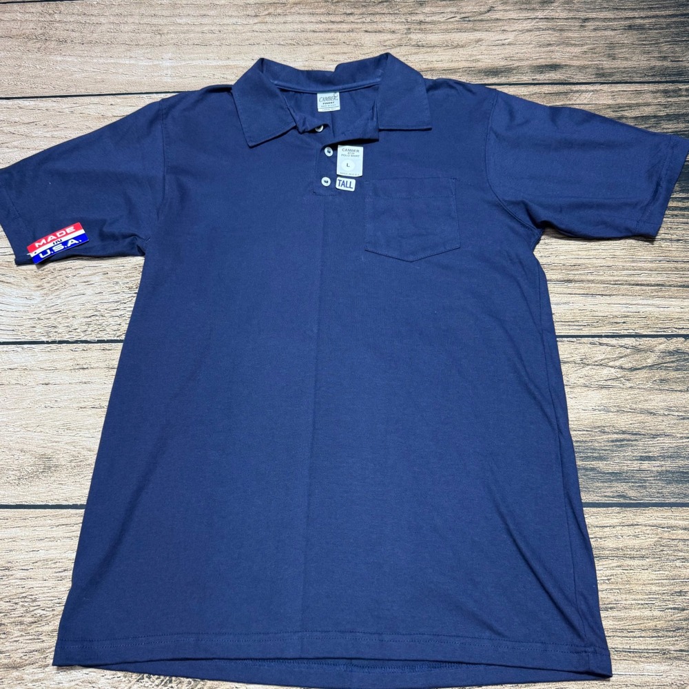 Camber Finest Polo Shirt Mens Large Tall Navy Blue 710 Pocket 100% Cotton NWT